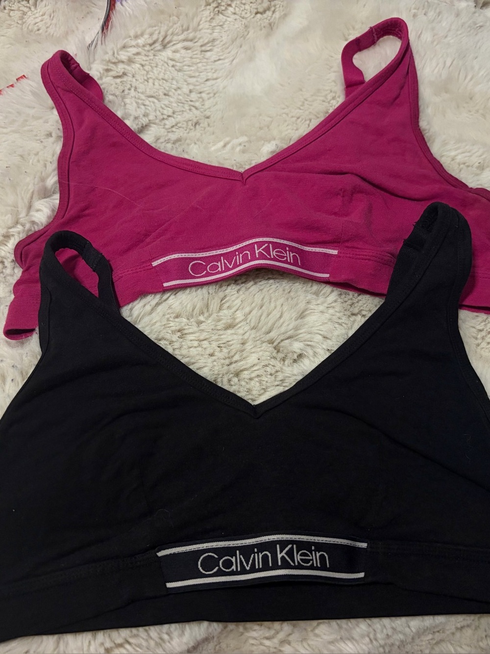 Calvin Klein Women's Cotton Bralette - Black & Fuchsia Size M